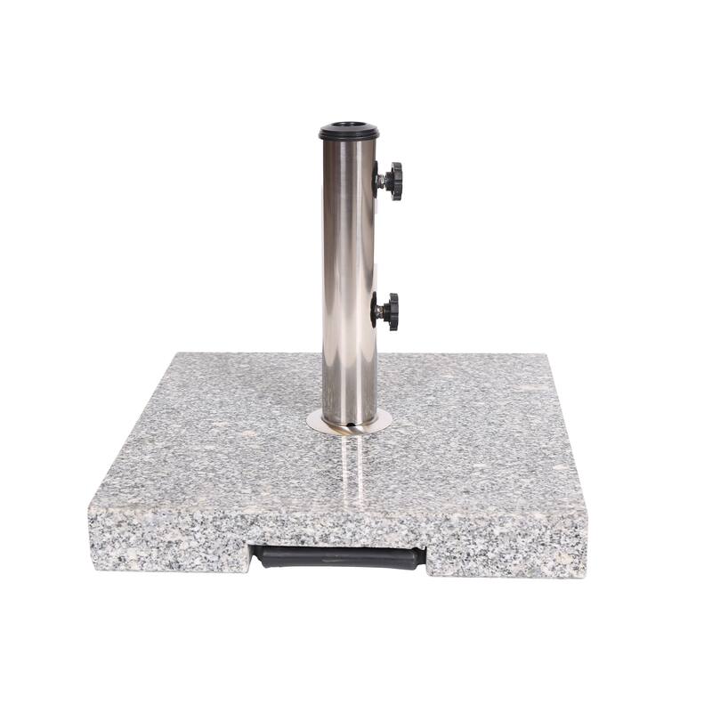 Roomfitters Mojave Granite Outdoor Umbrella Base with Stainless Steel Holder, 86 Inch Max Canopy, Natural Grey - Natural+Grey