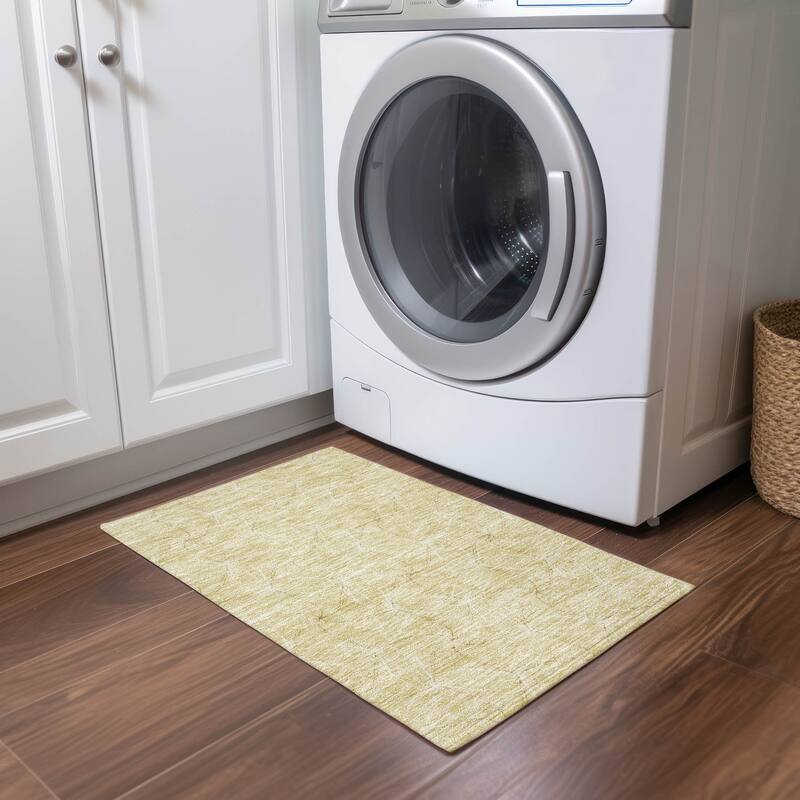 Machine Washable Indoor/ Outdoor Abstract Contemporary Chantille Rug