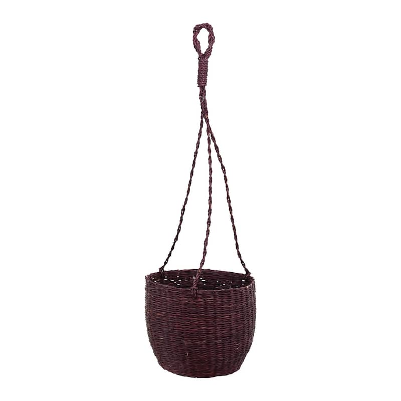 Hand-Woven Hanging Seagrass Basket/Planter - Brown