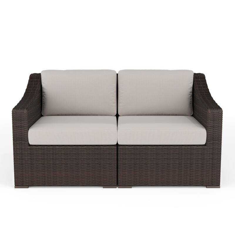Martha Stewart Outdoor Modular Rattan Wicker Loveseat with All-Weather Cushions - 58"W x 32"D x 30"H