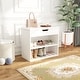 preview thumbnail 20 of 32, 24" Rustic Entryway Shoe Storage Bench Open Shelf (6 Pairs) Shoe Storage Cabinet