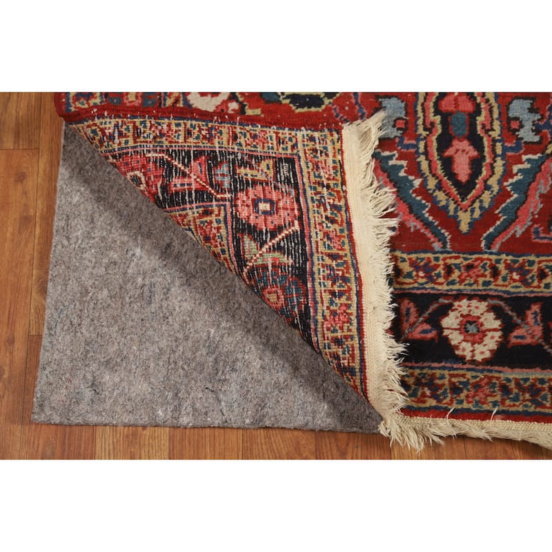 Hand Knotted Oriental 100% Wool Carpet Traditional Floral Red Heriz (serapi) Runner Rug - 12' 8'' X 3' 4''