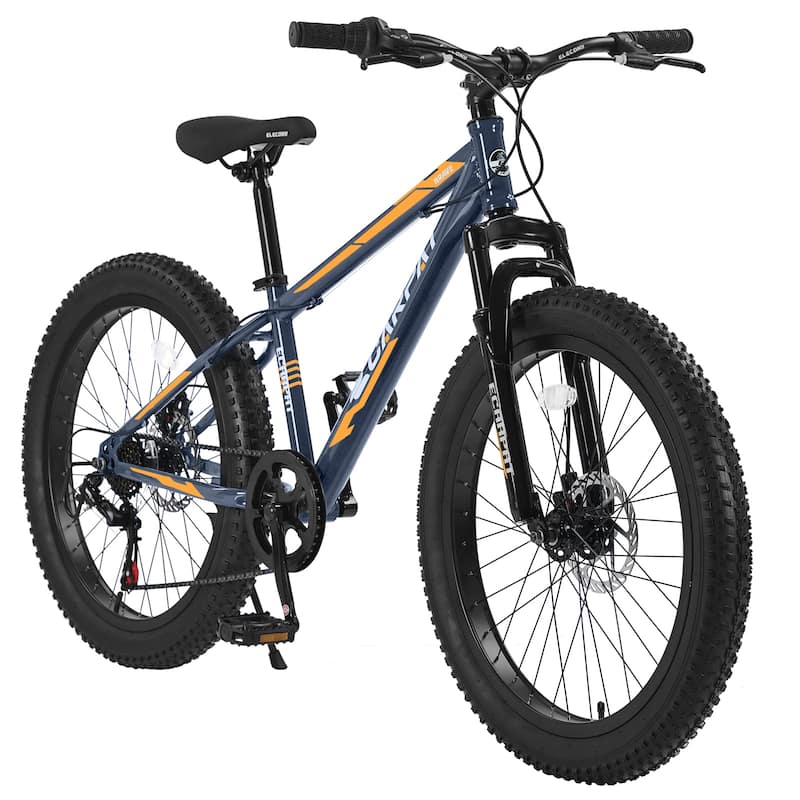 7 Speeds Mountain Fat Tire Bike, Mountain Trail Bike Urban Commuter City Bicycle, High-Carbon Steel Frame for Adult, Youth - Grey
