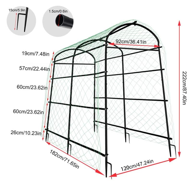 Vegetable Fruit Flower Trellis for Raised Bed Frame Garden Arch Metal Plant Support for Climbing Plants Cucumber Outdoor