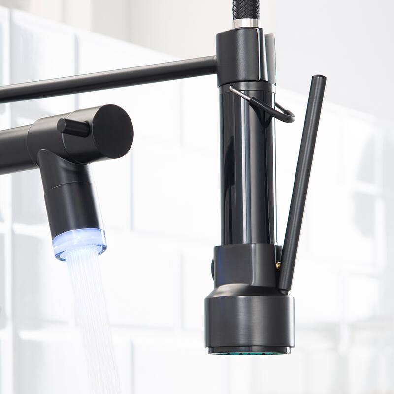 Commercial Pull Down Kitchen Faucets Sprayer with LED Light