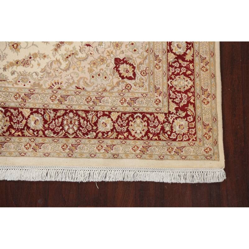 Vegetable Dye Tabriz Oriental Floral Area Rug Hand-knotted Wool Carpet - 6'4" x 10'6"