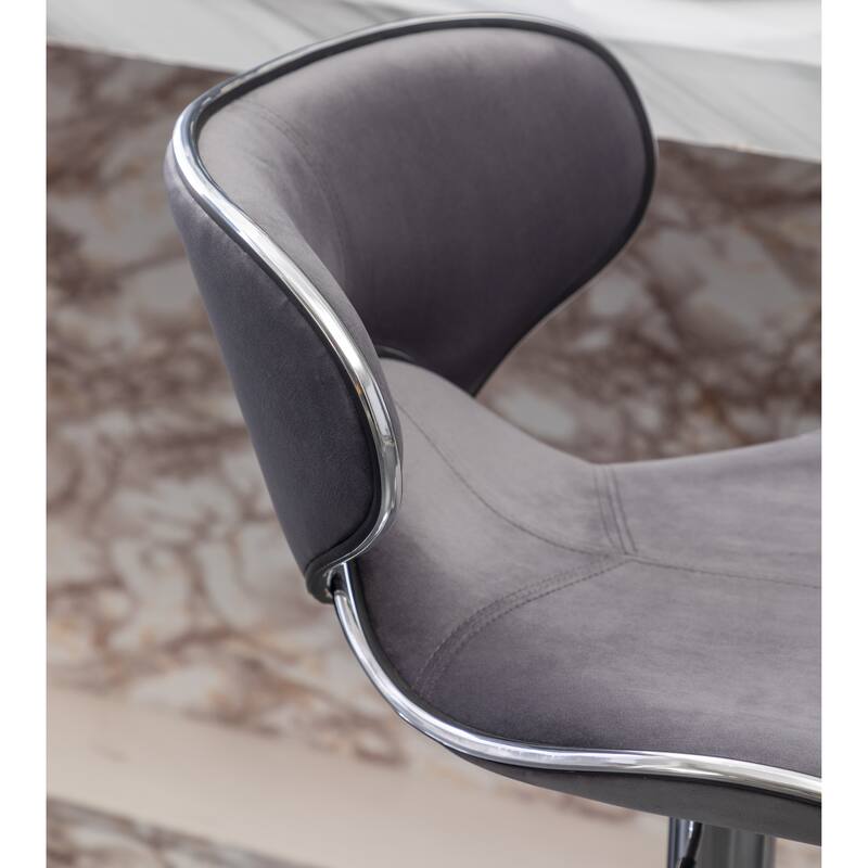 Roundhill Furniture Masaccio Velvet Upholstered Adjustable Swivel Barstool, Set of 2