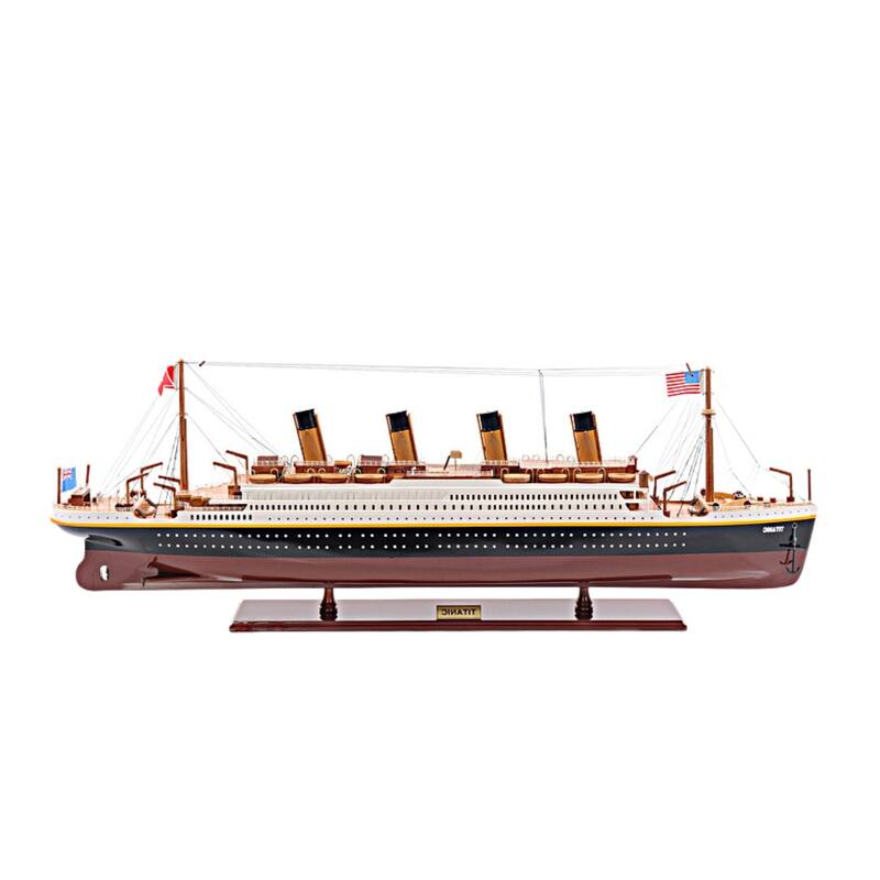 HomeRoots 11" Black and Red 1912 RMS Titanic Medium Boat Hand Painted Decorative Boat - 32' X '11' X '4