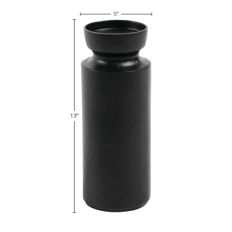 Millstone 13" Tall Candle Holder, Black