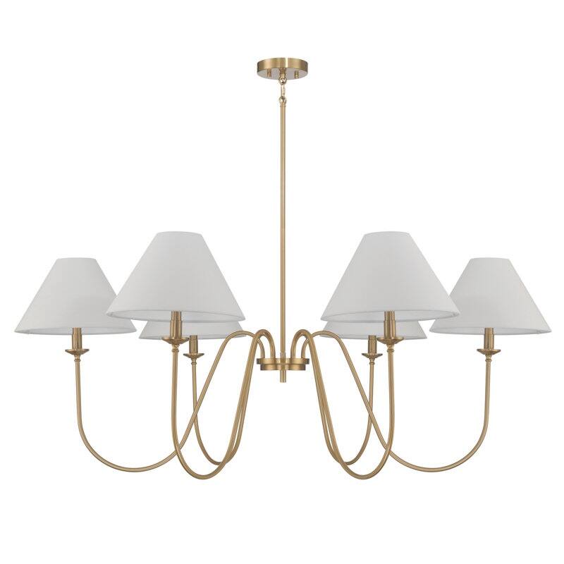 Acroma 6-light Black/Glod Chandelier with Fabric Shade