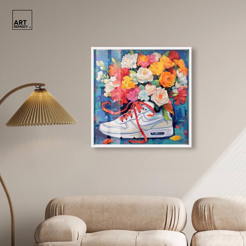 Whimsical Sneaker with Flowers Shadowbox by Art Remedy