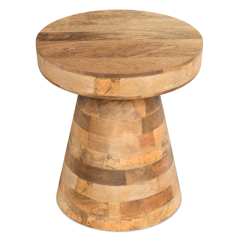 WYNDENHALL Krentz SOLID MANGO WOOD 16 inch Wide Round Contemporary Rustic Accent Table