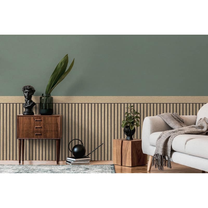Galerie Wallcoverings Woods and Wicker Collection Dado Panel Double Width Matte Finish Vinyl on Non-woven Wallpaper Roll
