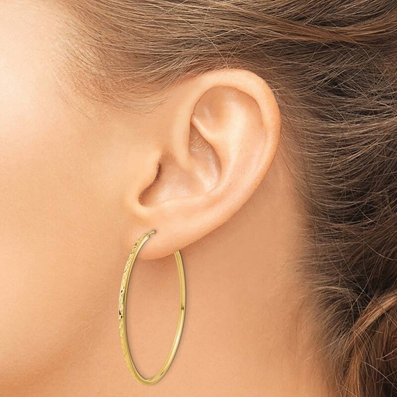 Curata 14k Yellow Gold Sparkle Cut Endless Hoop Earrings - 42x44mm