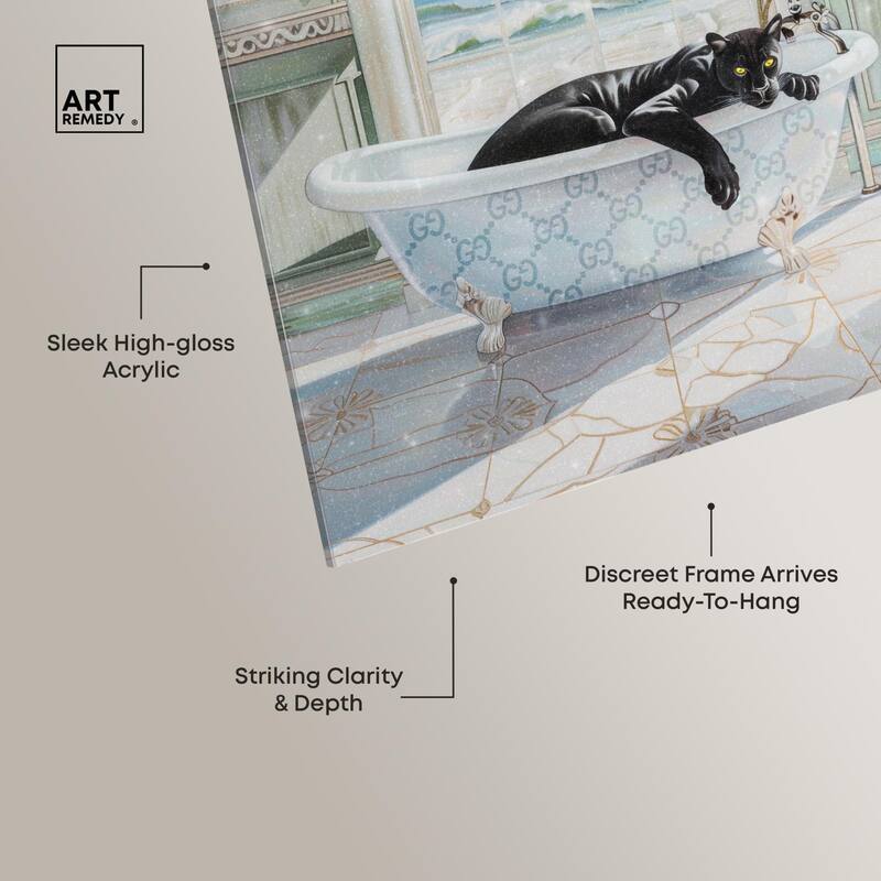 Panther Arch Bathroom Glam Acrylic by Art Remedy, Ready to Hang