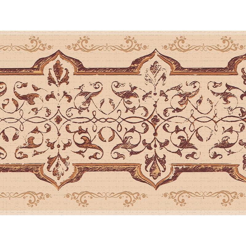 Maroon Damask Peel and Stick Wallpaper Border 15 ft X 7 in - Roll 15 ft