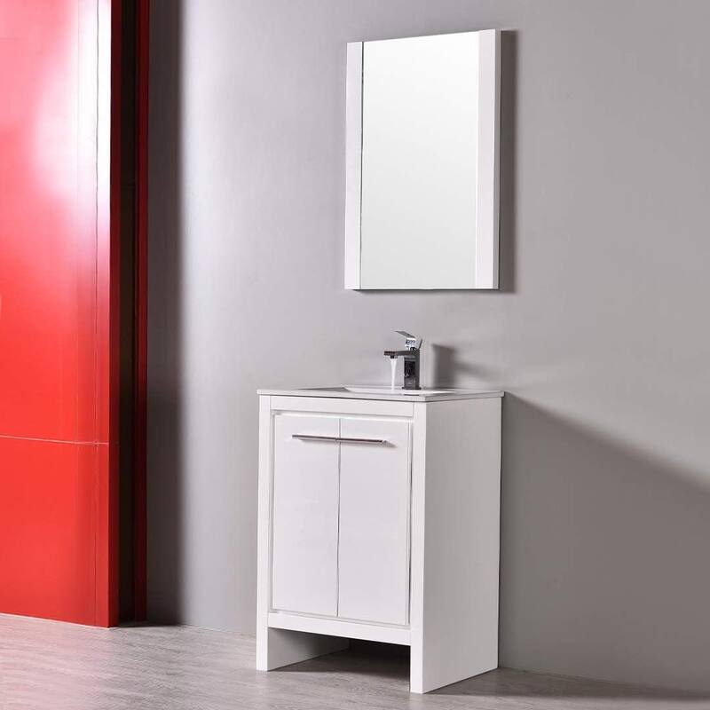 Blossom 24-Inch Bathroom Vanity with Ceramic Sink and Matching Mirror