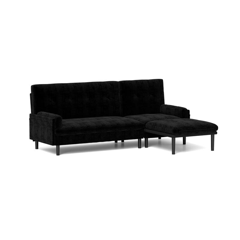 Multi-Functional Corduroy Sectional Sofa: Stylish 3-Seater, L-Shaped Couch, and Bed Option for Small Spaces