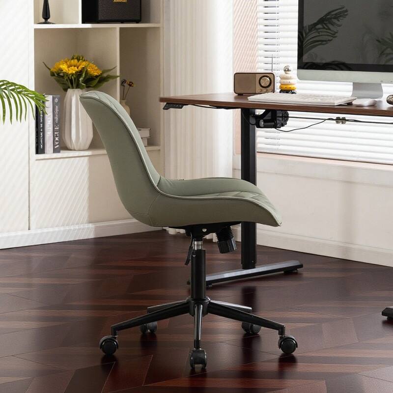 Modern Office Chair, Leather Swivel Office Chair for Home Office