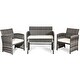 preview thumbnail 2 of 7, Costway 4-piece Patio Rattan Sets Glass Top Table & Sofa With Cushion - 4-Piece Sets