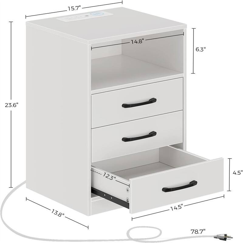 Nightstand with Wireless Charging Station