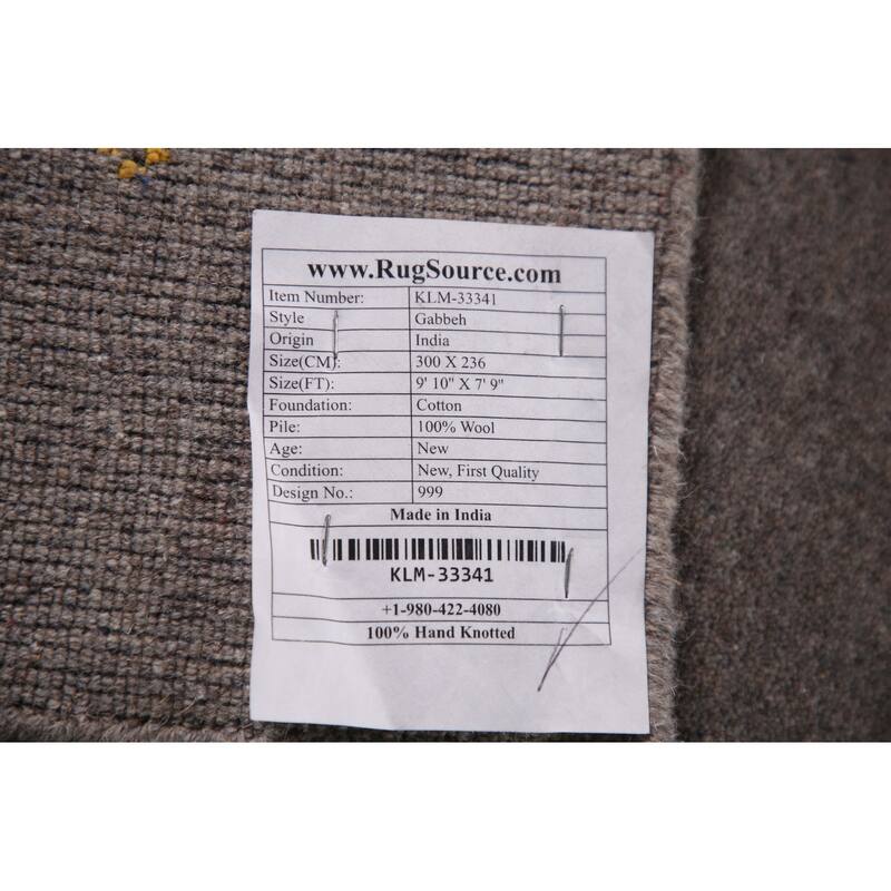 Tribal Gray Gabbeh Oriental Area Rug Handmade Wool Carpet - 7'9" x 9'10"