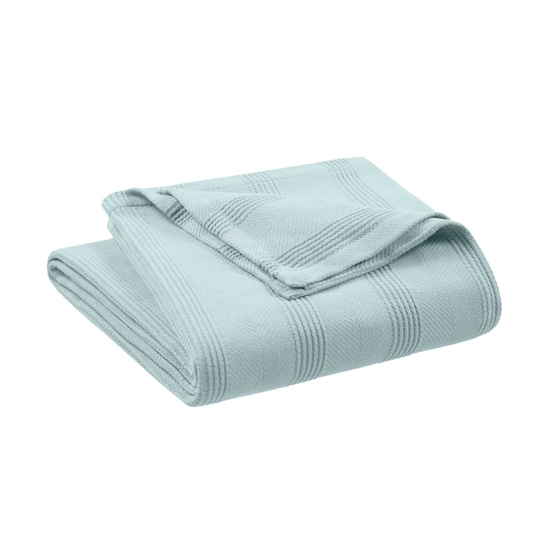 Vellux Cotton - Soft Lightweight Breathable All Season Blanket - Twin - Blue