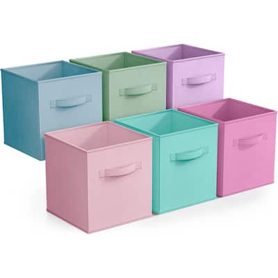 Sorbus Fabric Storage Bins 11" With 6 Foldable Storage Bins Foldable With Handles For Pantry, Cubbies, Toy Clothes- 6Pk