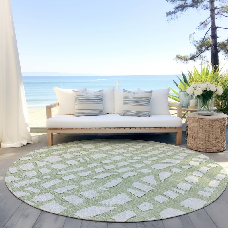 Machine Washable Indoor/ Outdoor Chantille Modern Abstract Rug - Aloe - 8' x 8'