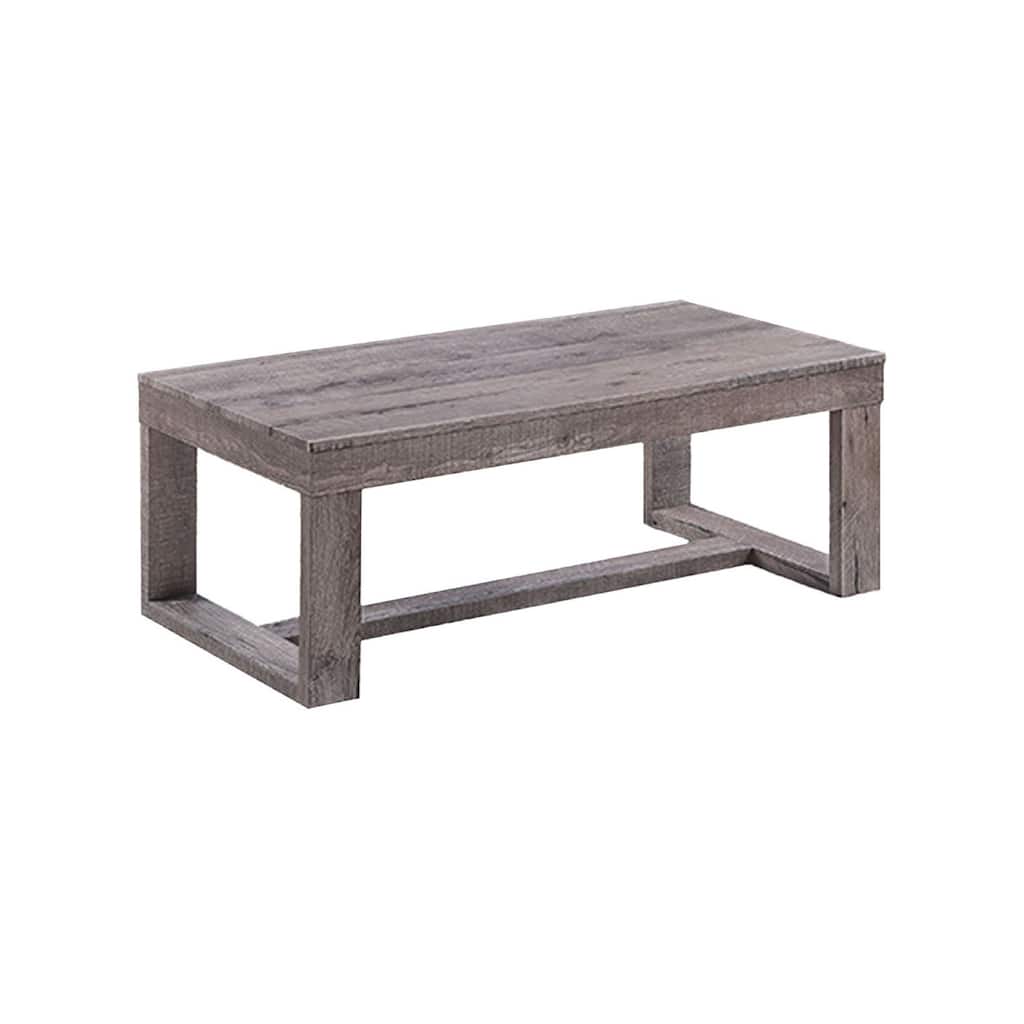 Knic Coffee Table, 48 Inch, Gray Rectangular Top, Double Pedestal Base