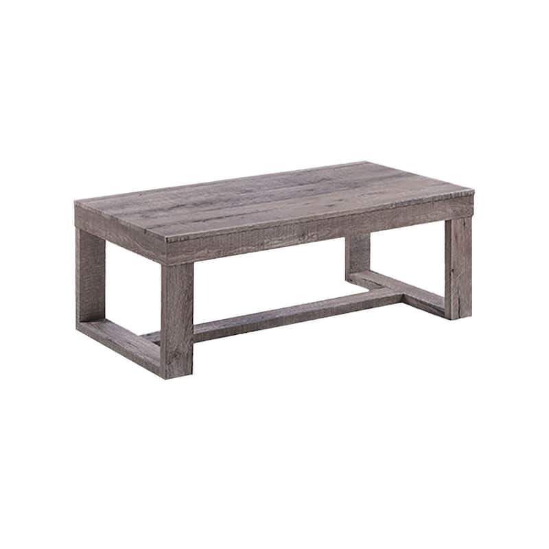 Knic Coffee Table, 48 Inch, Gray Rectangular Top, Double Pedestal Base