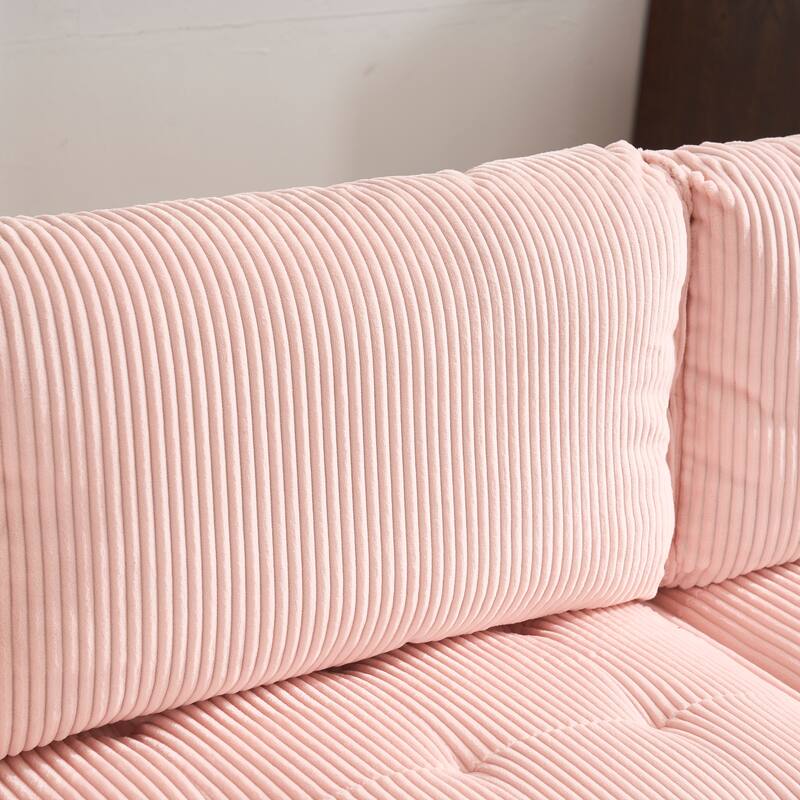 Ergonomic Lounge Modular Couch Corduroy Sectional Sofa with Deep Seat Ottoman Chaise and High-Rebound Thick Cushions