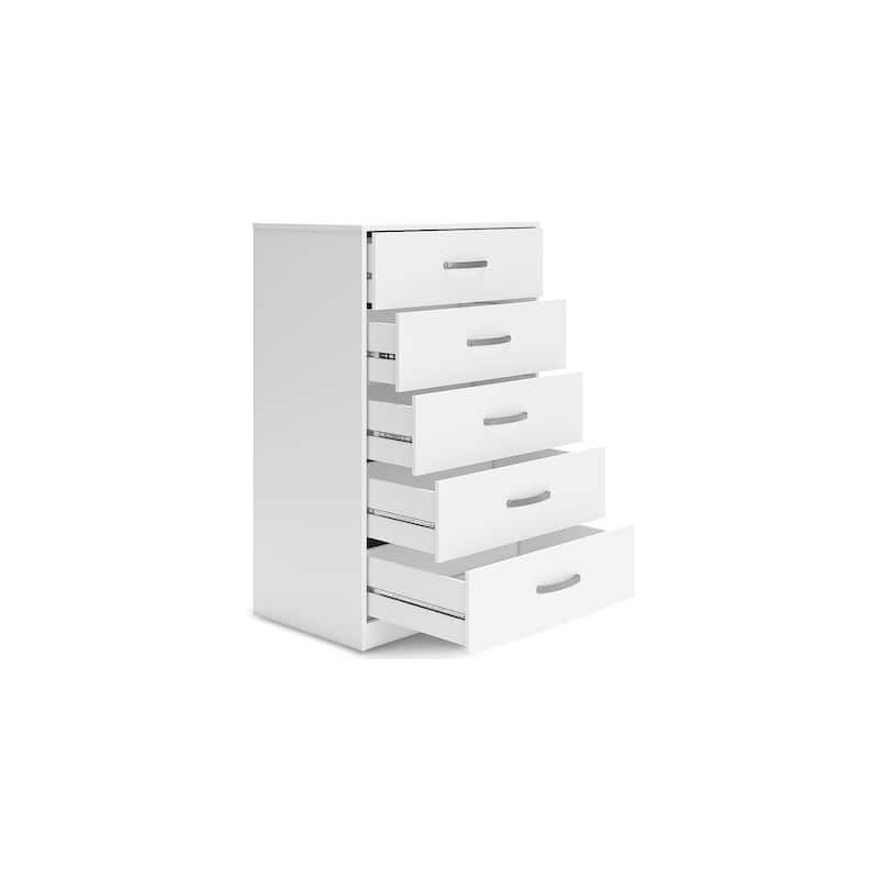 Signature Design by Ashley Finch 5 Drawer Wooden Dresser - White