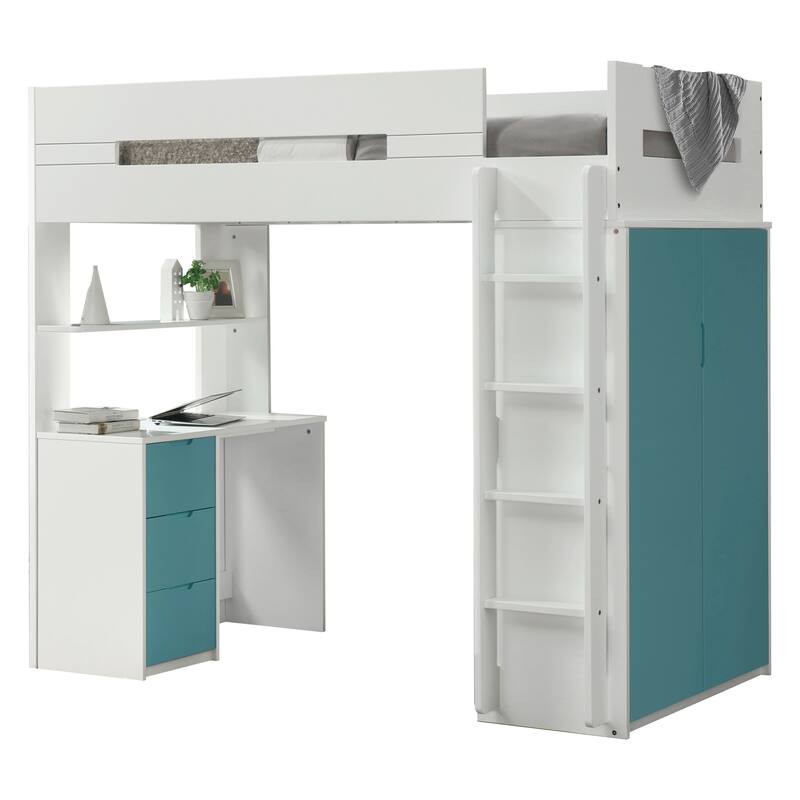 Spivey Twin Loft Bed with Built-in Desk