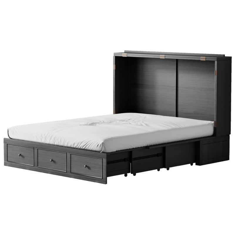 Mixoy Murphy Bed with Foldable Mattress,Modern Cube Cabinet Bed with Storage Drawer & USB Charging Station