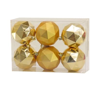 National Tree Company 6-Piece Shatterproof Geometric Gold Ornaments - 3 in