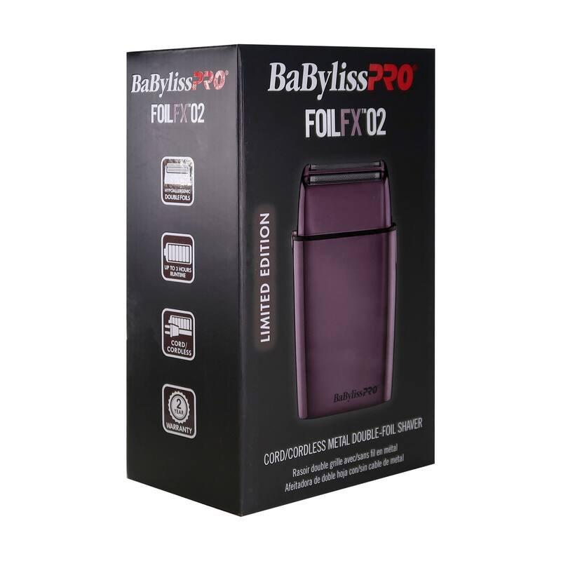 BaByliss Pro LIMITED EDITION Cordless Double Foil Shaver (Purple) FXFS2P + Comb Set (Clipper, Cutting, Taper Combs) - Red