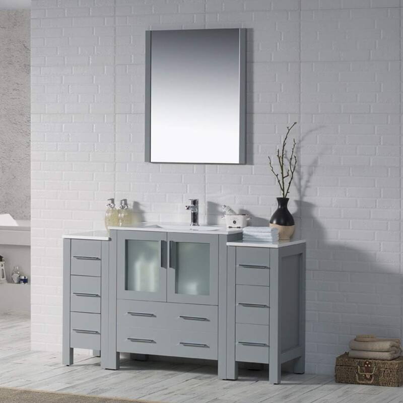 Blossom 54" Solid Wood Bathroom Vanity with Ceramic Sink & Storage