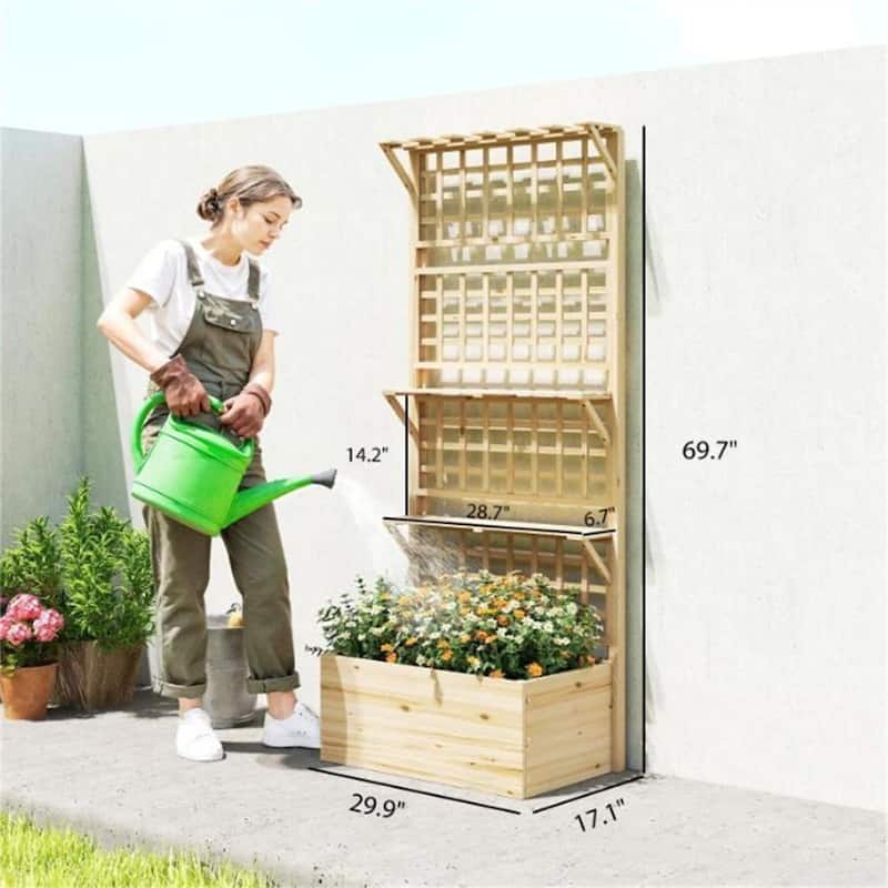 Elevated Garden Bed, Flowerpot Box, Plant Rack, Natural