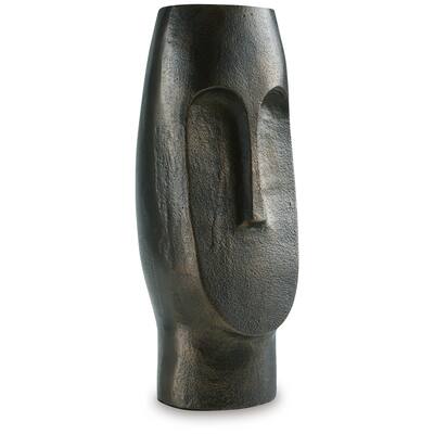 Vase, Abstract Decorative Figurine of a Head, 13 Inch Bronze Aluminum