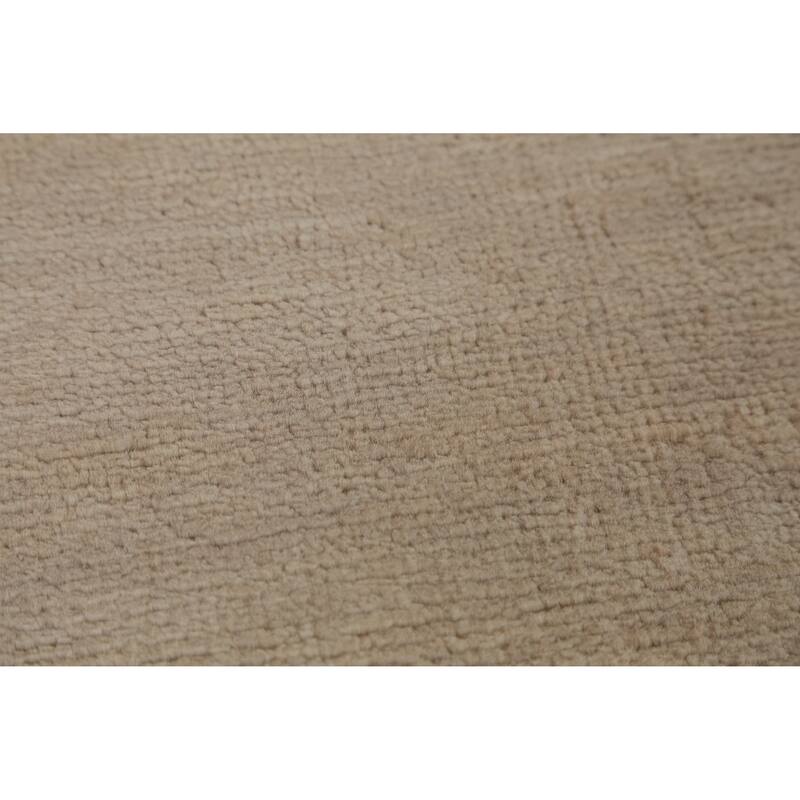 Hand Knotted Oriental 100% Wool Carpet Modern Solid Beige & Ivories Gabbeh Runner Rug - 8' 2'' X 2' 7''