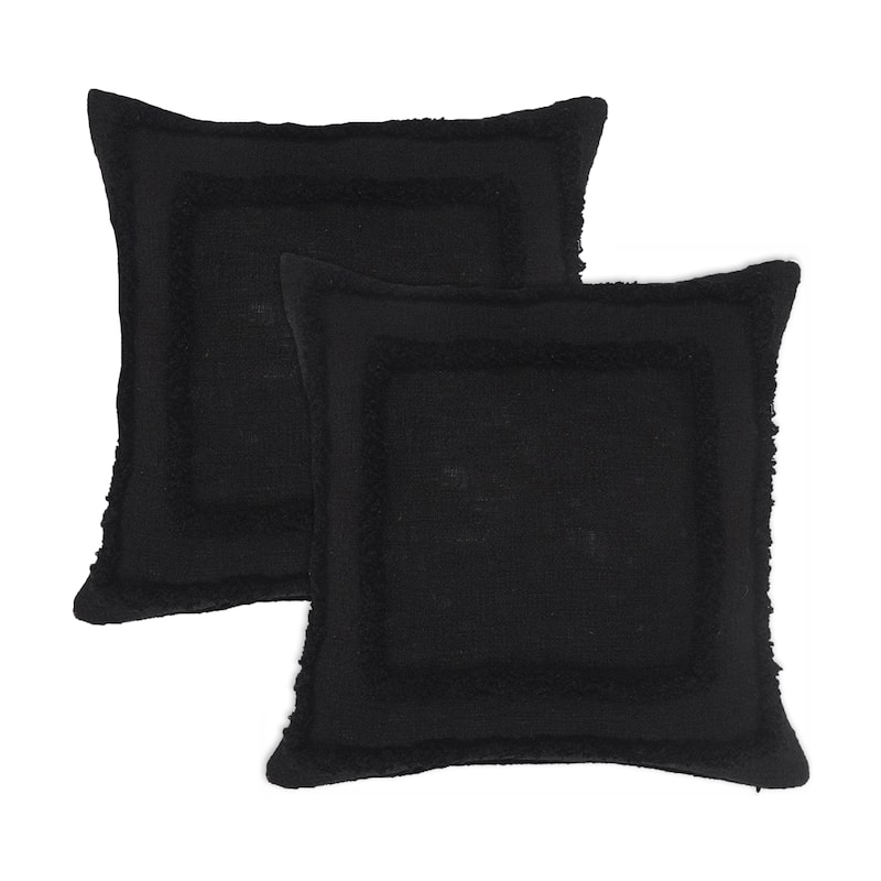 Sevita Bordered Cotton Throw Pillow, Set of 2 - Black