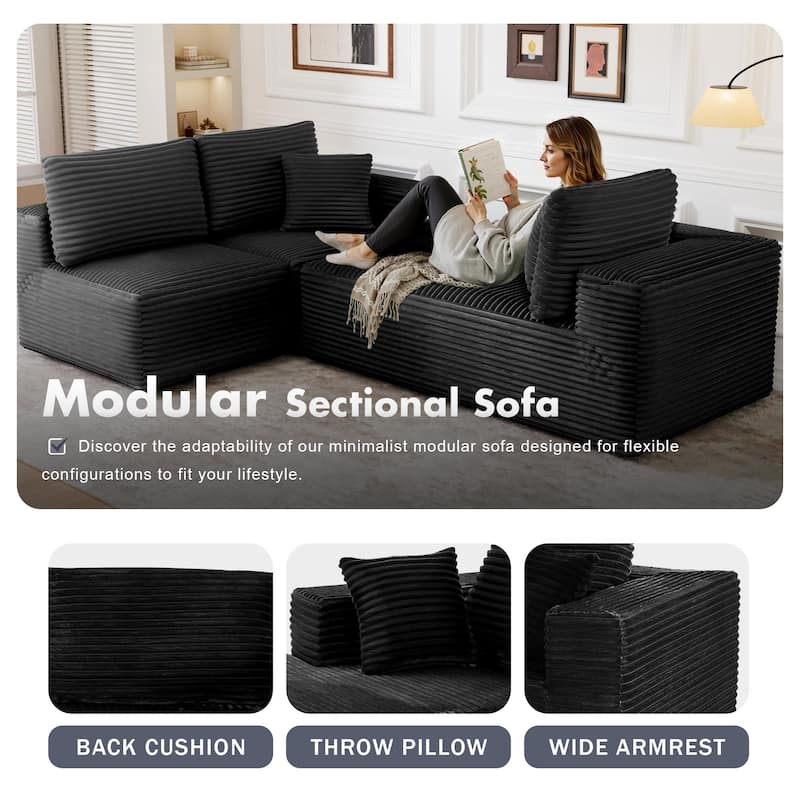 104" Modular Sectional Sofa with L-Shape Chaise Modern Upholstered Cloud Couches with Throw Pillows - 104 in.W x 23.6 in.H