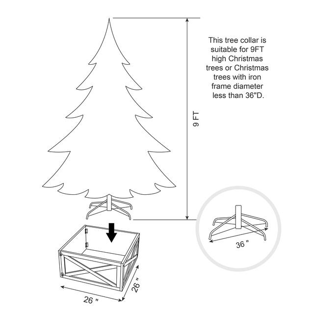 Glitzhome 26"L/ 22"L Handcrafted Wooden Christmas Tree Collar