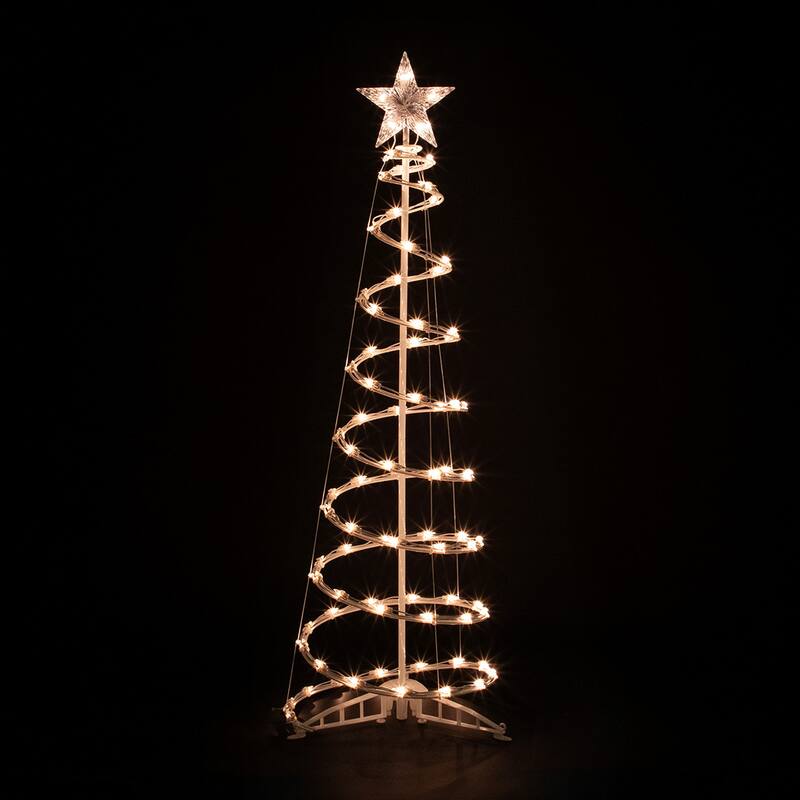Lighted Spiral Outdoor Christmas Trees - 4' and 6' - Clear - Set of 2