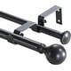 preview thumbnail 1 of 32, Round Ball Designer Double Drapery Adjustable Curtain Rod & Hardware 28"-48" - Matte Black