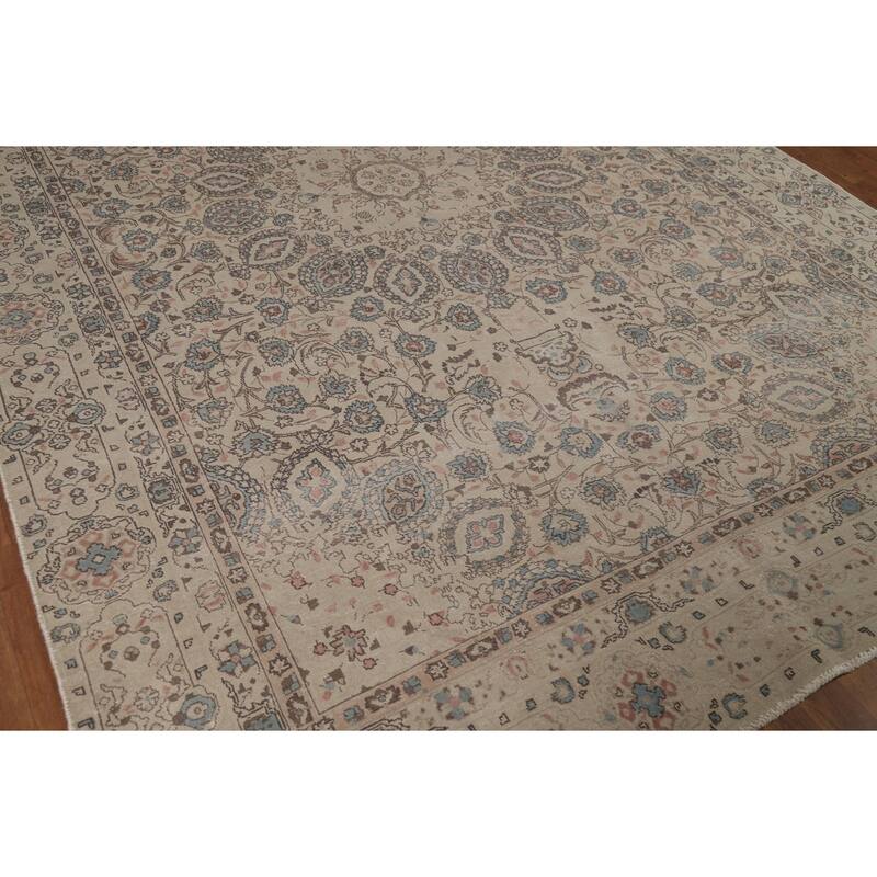 Floral Tabriz Persian Area Rug Oriental Handmade Wool Carpet - 7'4"x 10'9"
