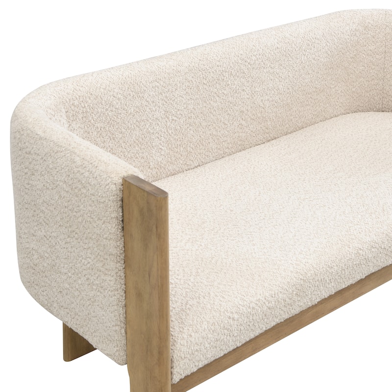 Christopher Knight Home - Vescari Modern Mid-Century Compact Upholstered 2-Seater Loveseat, Solid Rubberwood Frame & Track Arms