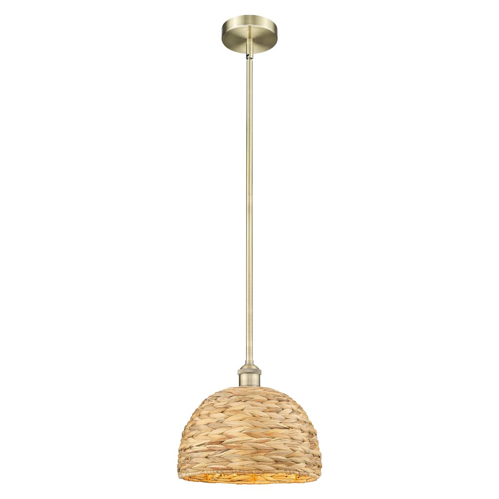 Innovations Lighting Endless Possibilities Edison - Woven Rattan - 1 Light 12" Stem Hung Mini Pendant