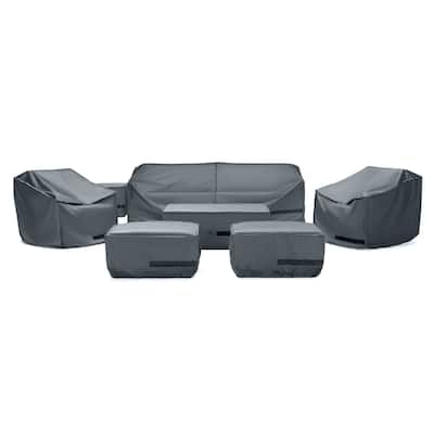 Barcelo 7 Piece Polyester Outdoor Patio Club Seating Deluxe Furniture Covers - Grey